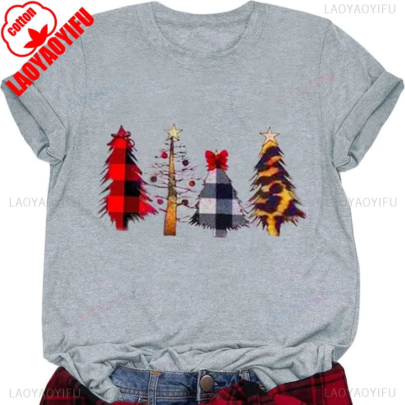Women's Christmas T-shirts, Funny Women's T-shirts, Round Neck, Short Sleeve, Multiple Graphics Casual Fashion Soft Comfortable