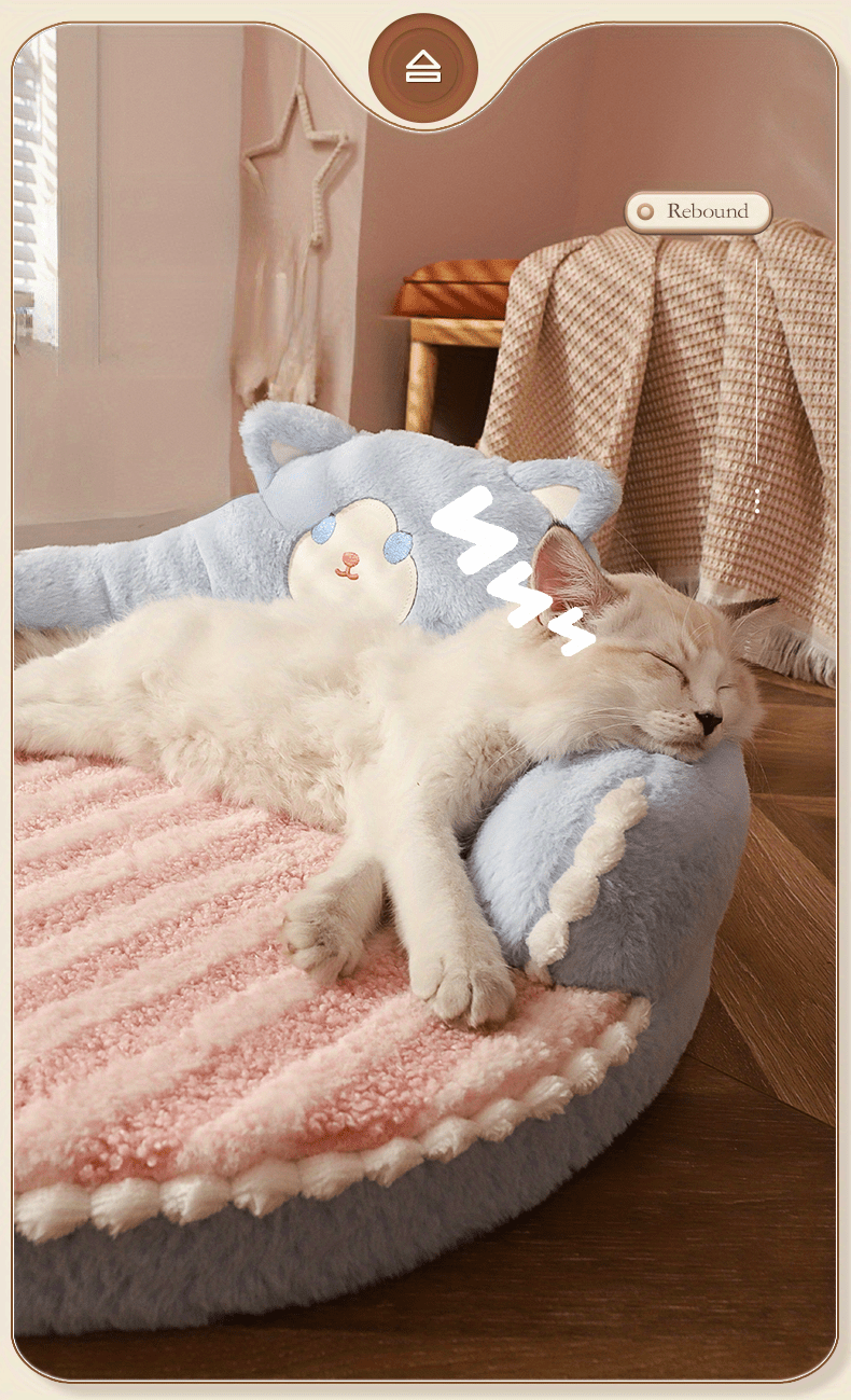 Soft And Durable Round Cat Bed - Removable Pet Mat And Mattress For Small Dogs And Cats - Plush Fabric - Indoor & Outdoor Use - For Pet Owners - Perfect Gift for Pet Lovers