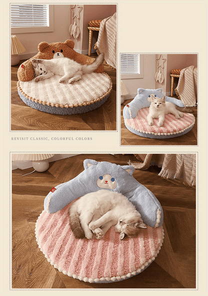 Soft And Durable Round Cat Bed - Removable Pet Mat And Mattress For Small Dogs And Cats - Plush Fabric - Indoor & Outdoor Use - For Pet Owners - Perfect Gift for Pet Lovers