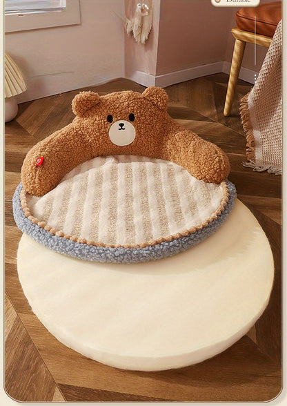Soft And Durable Round Cat Bed - Removable Pet Mat And Mattress For Small Dogs And Cats - Plush Fabric - Indoor & Outdoor Use - For Pet Owners - Perfect Gift for Pet Lovers