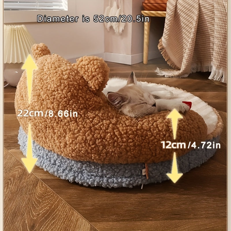 Soft And Durable Round Cat Bed - Removable Pet Mat And Mattress For Small Dogs And Cats - Plush Fabric - Indoor & Outdoor Use - For Pet Owners - Perfect Gift for Pet Lovers