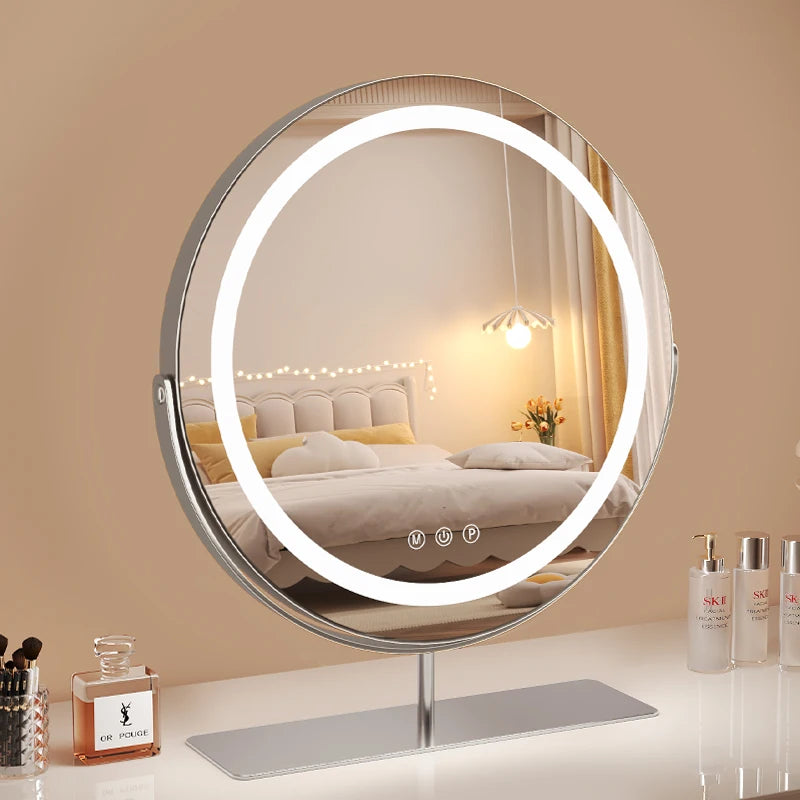 Living Room Wall Mirror Dressing Led Light Standing Vanity Mirror Circle Round Espejo Redondo Home Decoration Accessories