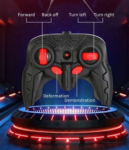 RC Transformer Car Robot Toy 1:18 Scale LED Light 2.4GHz One-Button Transformation 360° Rotating Drift Rechargeable Kids Gift