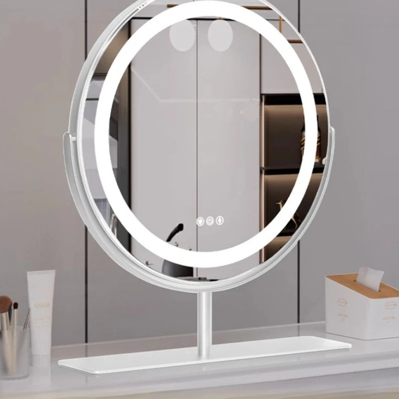 Living Room Wall Mirror Dressing Led Light Standing Vanity Mirror Circle Round Espejo Redondo Home Decoration Accessories