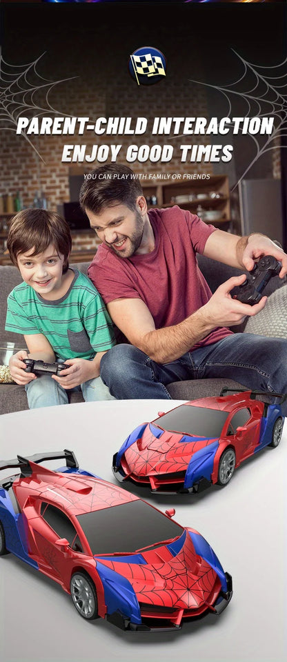 RC Transformer Car Robot Toy 1:18 Scale LED Light 2.4GHz One-Button Transformation 360° Rotating Drift Rechargeable Kids Gift
