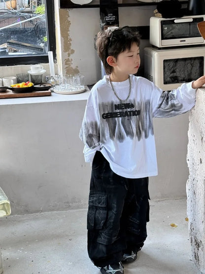 Loose and Casual Children's Clothing From 8 To 12 Years Boy Boys Wear T Shirt Kids Cartoon Fashion Spring Autumn Clothes T-shirt