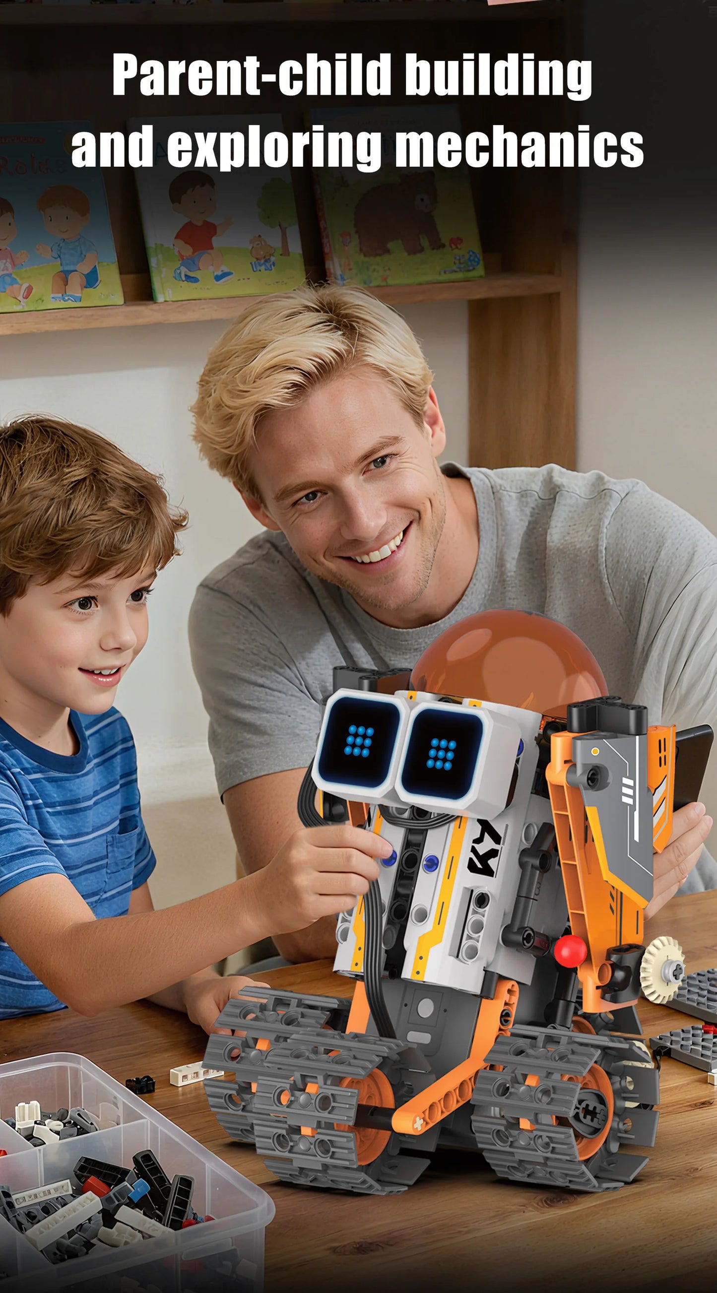 5-in-1 transforming robot model assembly toy, electric robot building blocks toys, educational toy, children's birthday gift.