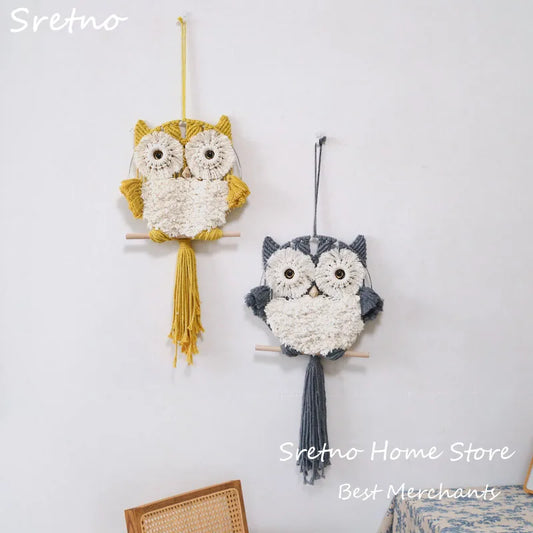 Nordic Boho Home Room Decoration Wall Decor Tapestry Creative Handmade Weaving Owl Tapestries Modern Simplicity Bedroom Decor