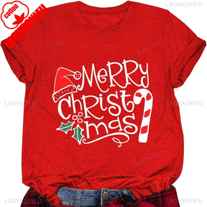 Women's Christmas T-shirts, Funny Women's T-shirts, Round Neck, Short Sleeve, Multiple Graphics Casual Fashion Soft Comfortable