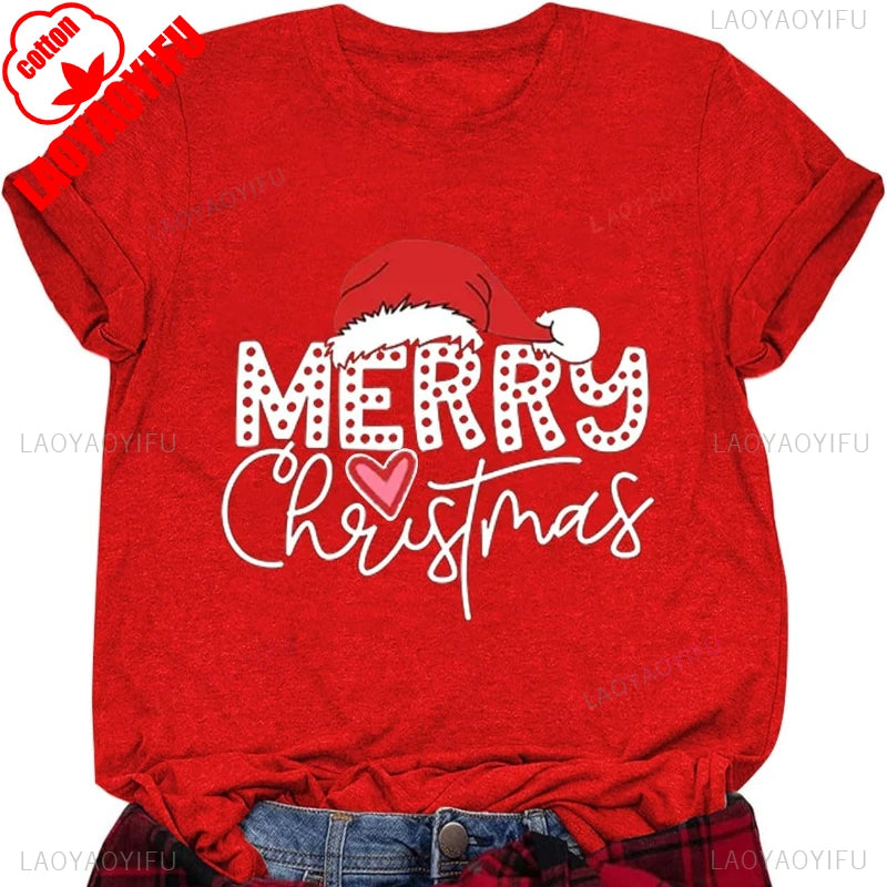 Women's Christmas T-shirts, Funny Women's T-shirts, Round Neck, Short Sleeve, Multiple Graphics Casual Fashion Soft Comfortable