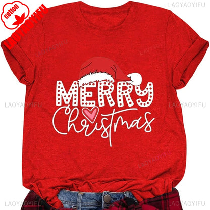 Women's Christmas T-shirts, Funny Women's T-shirts, Round Neck, Short Sleeve, Multiple Graphics Casual Fashion Soft Comfortable