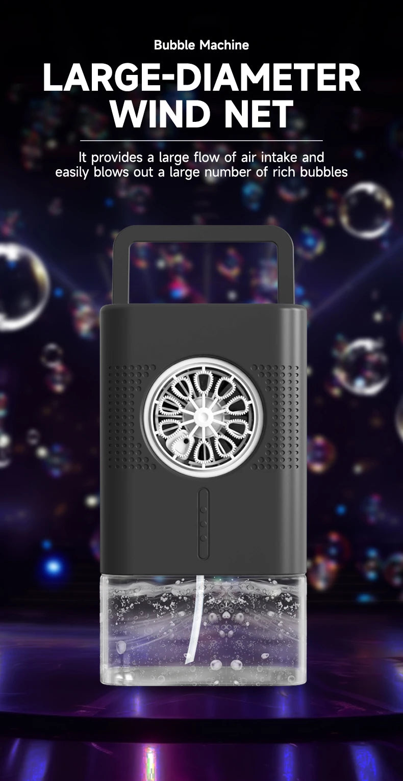 Highly durable, portable bubble generator with a large capacity of 400 ml – perfect for outdoor gatherings.