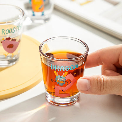 Shot Glass Soju Cup Household Small Wine Cup Creative Twelve Zodiac Wine Cup Mini Sake Glass Housewarming Christmas Gifts