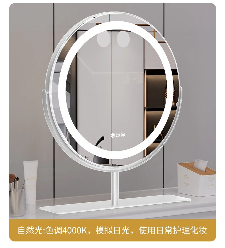 Living Room Wall Mirror Dressing Led Light Standing Vanity Mirror Circle Round Espejo Redondo Home Decoration Accessories