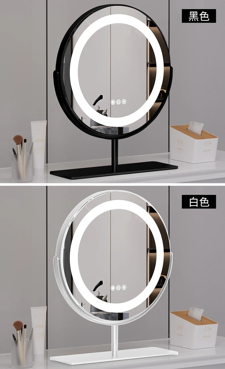 Living Room Wall Mirror Dressing Led Light Standing Vanity Mirror Circle Round Espejo Redondo Home Decoration Accessories