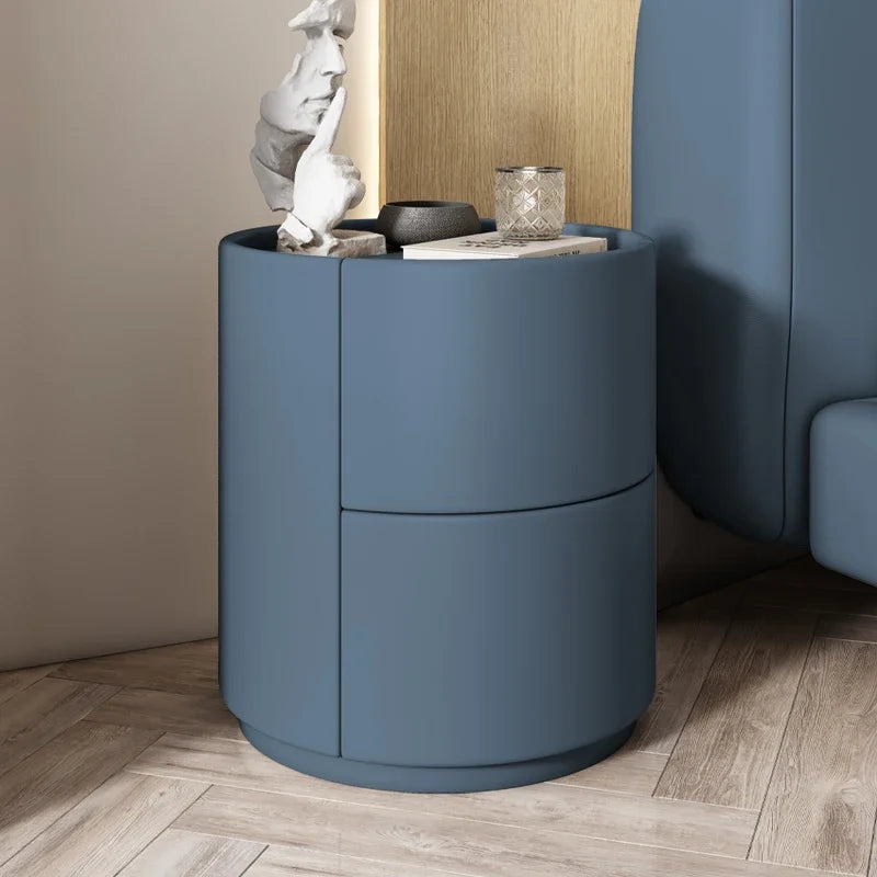 Home Living Room Sofa Side Cabinet, Creative Round Solid Wood Bedside Table, New Simple Modern Small Bedroom Storage Cabinet
