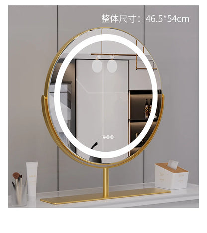 Living Room Wall Mirror Dressing Led Light Standing Vanity Mirror Circle Round Espejo Redondo Home Decoration Accessories