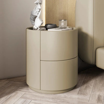 Home Living Room Sofa Side Cabinet, Creative Round Solid Wood Bedside Table, New Simple Modern Small Bedroom Storage Cabinet