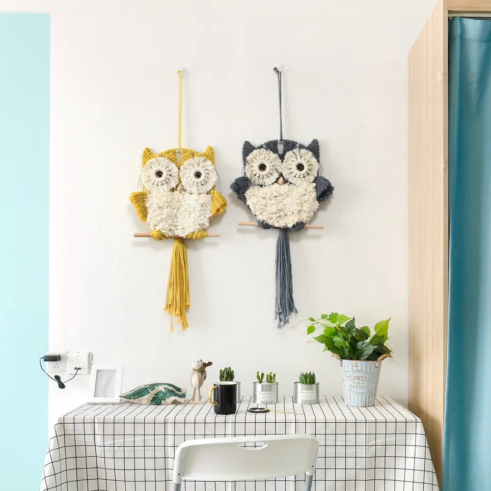 Nordic Boho Home Room Decoration Wall Decor Tapestry Creative Handmade Weaving Owl Tapestries Modern Simplicity Bedroom Decor