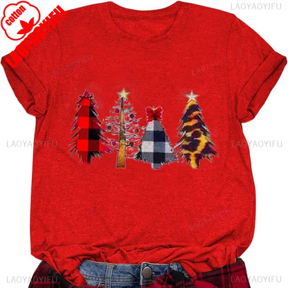 Women's Christmas T-shirts, Funny Women's T-shirts, Round Neck, Short Sleeve, Multiple Graphics Casual Fashion Soft Comfortable