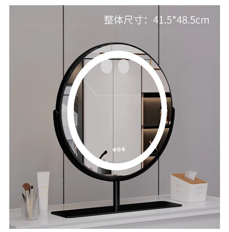 Living Room Wall Mirror Dressing Led Light Standing Vanity Mirror Circle Round Espejo Redondo Home Decoration Accessories