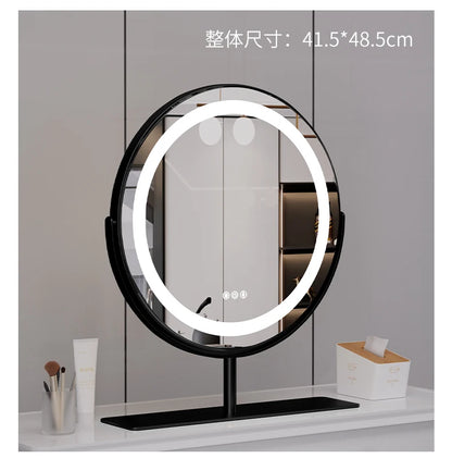 Living Room Wall Mirror Dressing Led Light Standing Vanity Mirror Circle Round Espejo Redondo Home Decoration Accessories