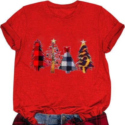 Women's Christmas T-shirts, Funny Women's T-shirts, Round Neck, Short Sleeve, Multiple Graphics Casual Fashion Soft Comfortable
