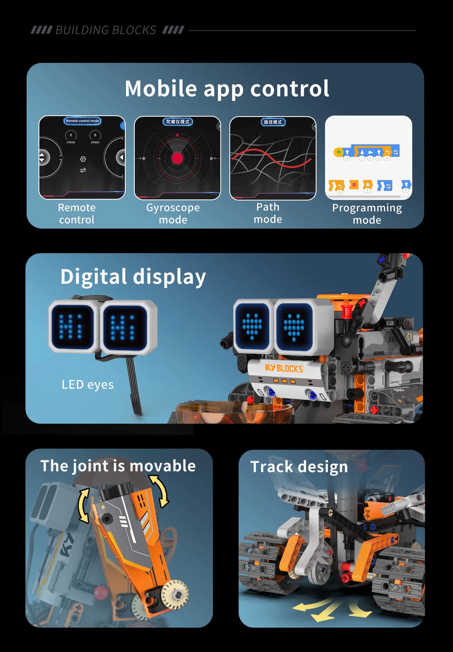 5-in-1 transforming robot model assembly toy, electric robot building blocks toys, educational toy, children's birthday gift.