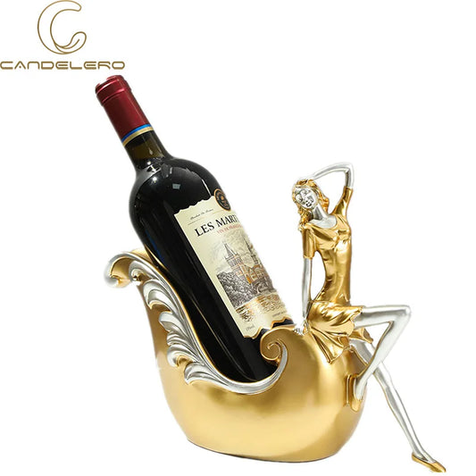 Decorative Wine Holder Shelf For Bottles Rack Wine Storage Resin Bar Cabinet Display Stand Decor Table Top Dancing Girl Grace
