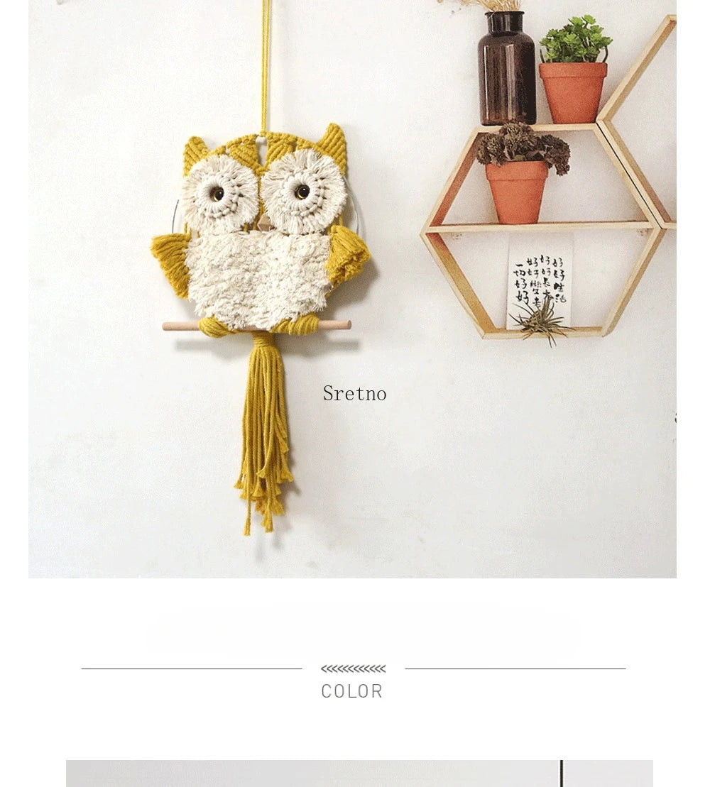Nordic Boho Home Room Decoration Wall Decor Tapestry Creative Handmade Weaving Owl Tapestries Modern Simplicity Bedroom Decor