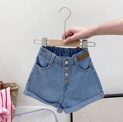 Children's Clothing Sets Striped Long-sleeved Shirt + Monogram Printed Vest+Denim Shorts 3pcs Clothes for Kids Girl 3 To 7 Years