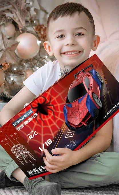 RC Transformer Car Robot Toy 1:18 Scale LED Light 2.4GHz One-Button Transformation 360° Rotating Drift Rechargeable Kids Gift