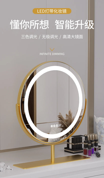 Living Room Wall Mirror Dressing Led Light Standing Vanity Mirror Circle Round Espejo Redondo Home Decoration Accessories