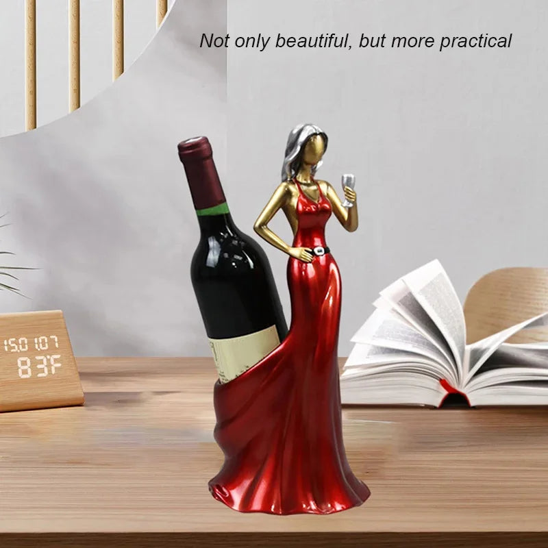 Decorative Wine Holder Shelf For Bottles Rack Wine Storage Resin Bar Cabinet Display Stand Decor Table Top Dancing Girl Grace