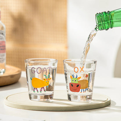 Shot Glass Soju Cup Household Small Wine Cup Creative Twelve Zodiac Wine Cup Mini Sake Glass Housewarming Christmas Gifts