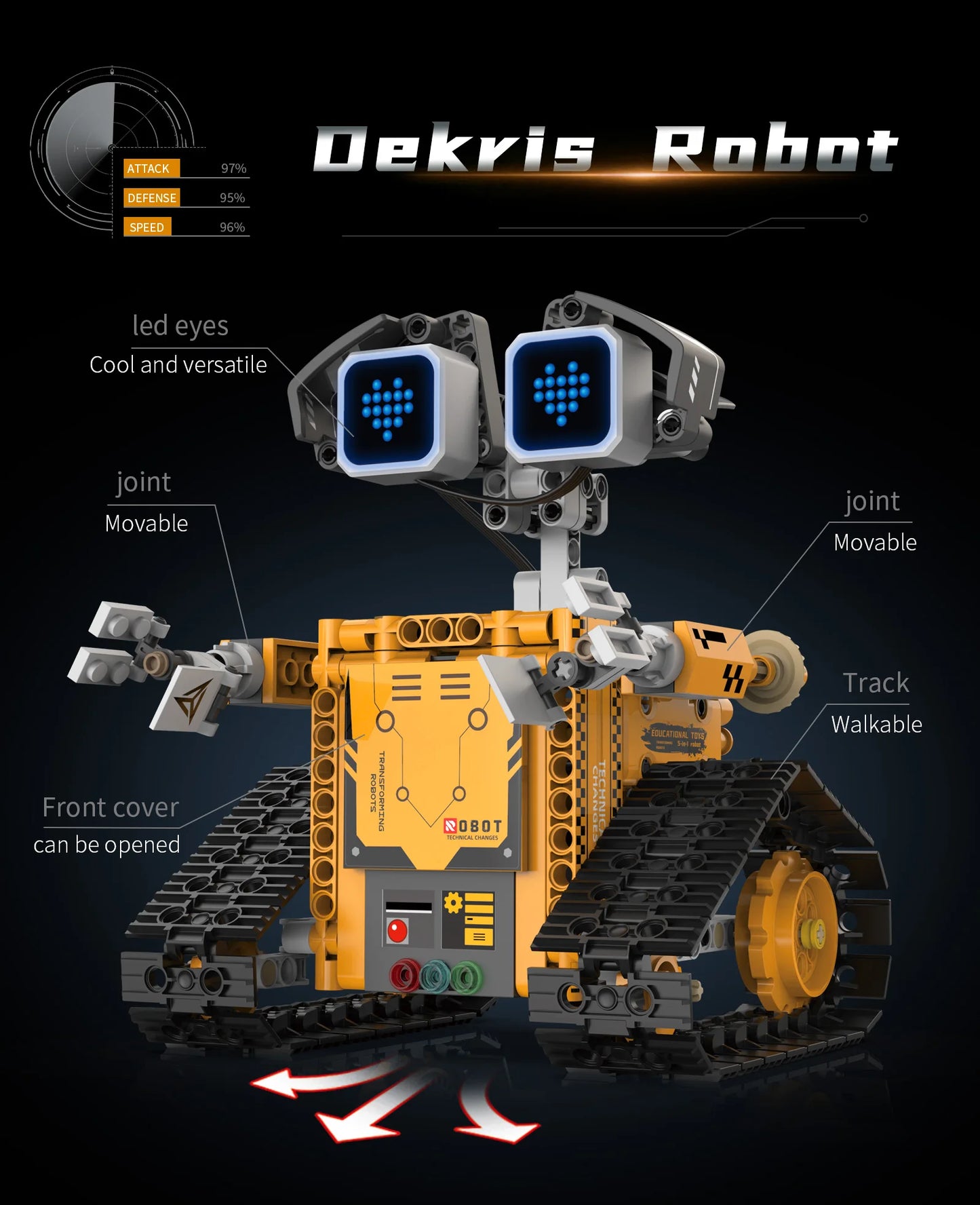 5-in-1 transforming robot model assembly toy, electric robot building blocks toys, educational toy, children's birthday gift.