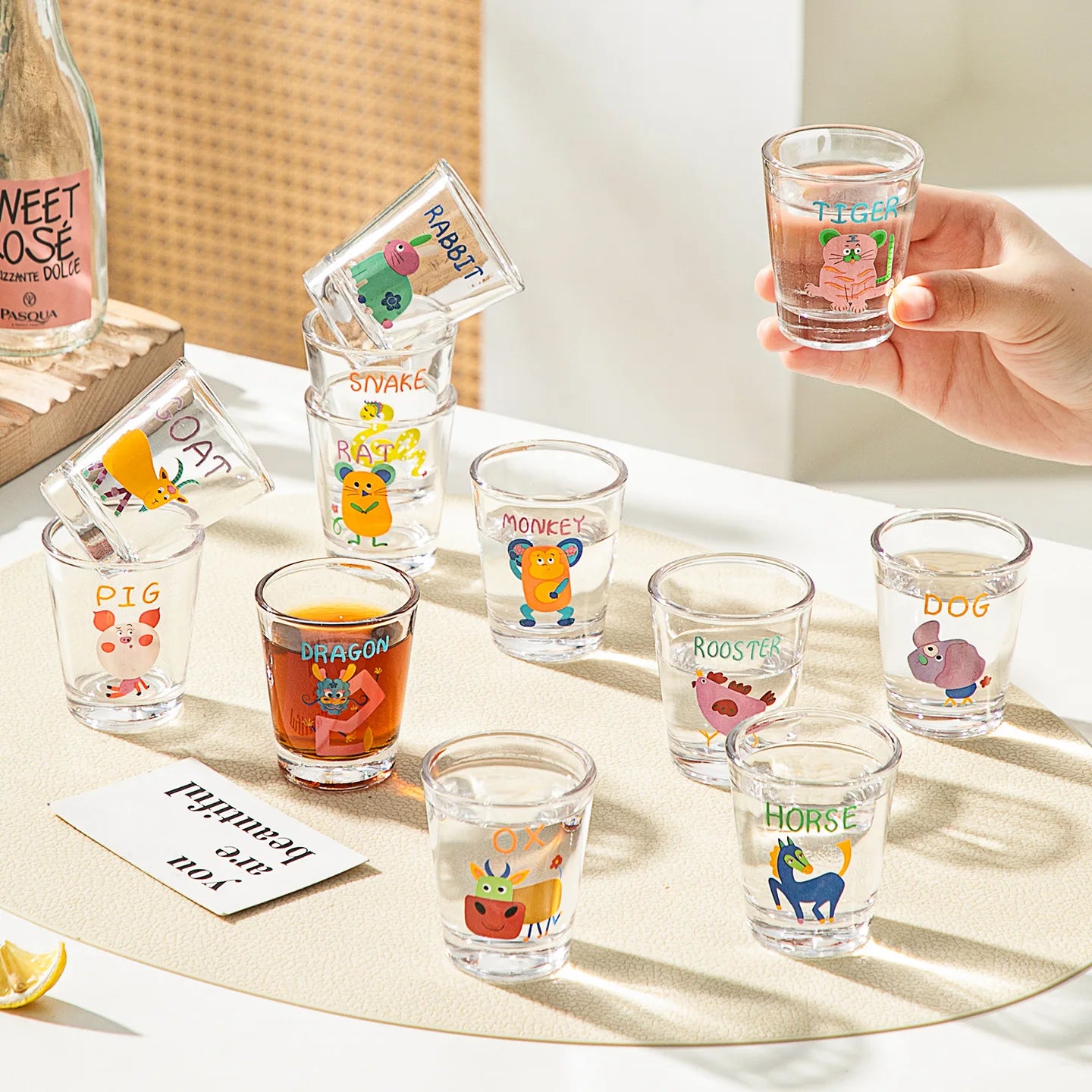 Shot Glass Soju Cup Household Small Wine Cup Creative Twelve Zodiac Wine Cup Mini Sake Glass Housewarming Christmas Gifts