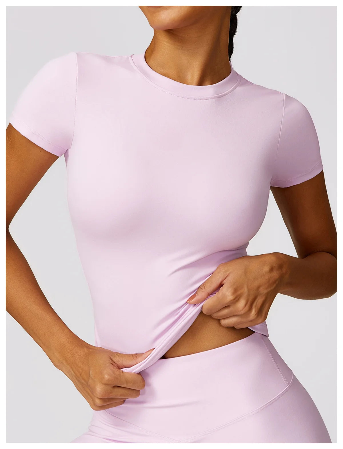 2024 Women Yoga Tops Quick Dry Sport Top Fitness Women Top Purple Solid Short Sleeve Outdoors Fitness Running Tops Gym T Shirt