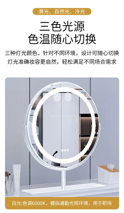 Living Room Wall Mirror Dressing Led Light Standing Vanity Mirror Circle Round Espejo Redondo Home Decoration Accessories