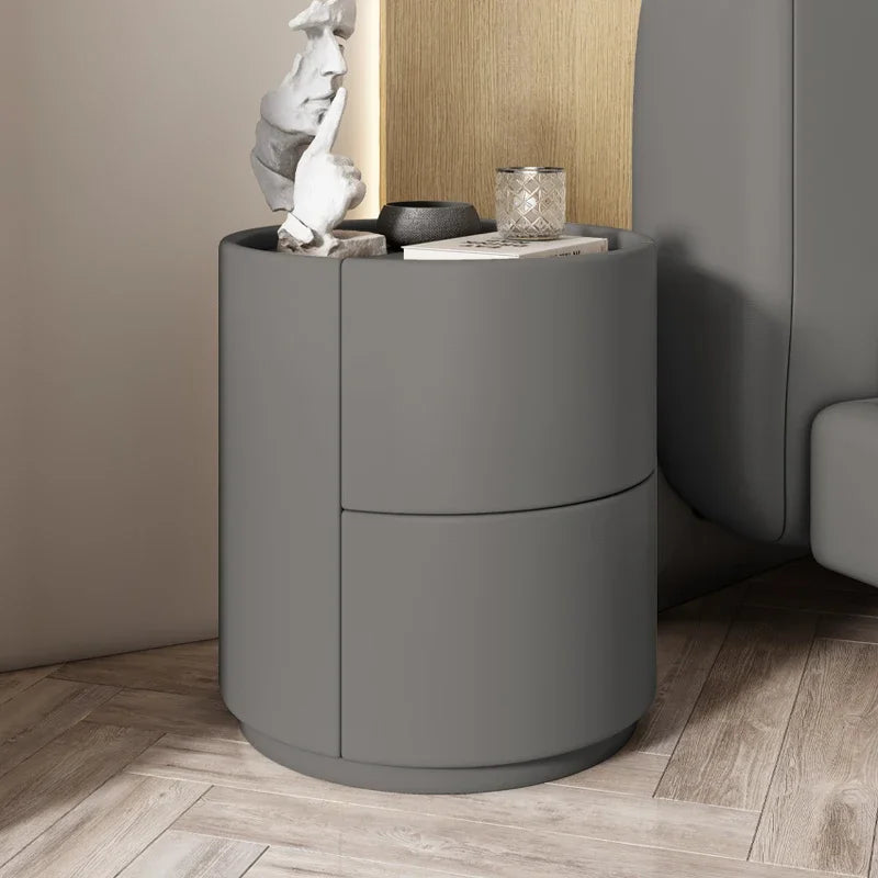 Home Living Room Sofa Side Cabinet, Creative Round Solid Wood Bedside Table, New Simple Modern Small Bedroom Storage Cabinet