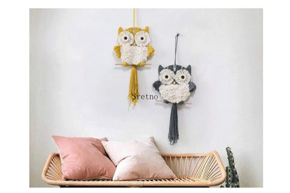 Nordic Boho Home Room Decoration Wall Decor Tapestry Creative Handmade Weaving Owl Tapestries Modern Simplicity Bedroom Decor