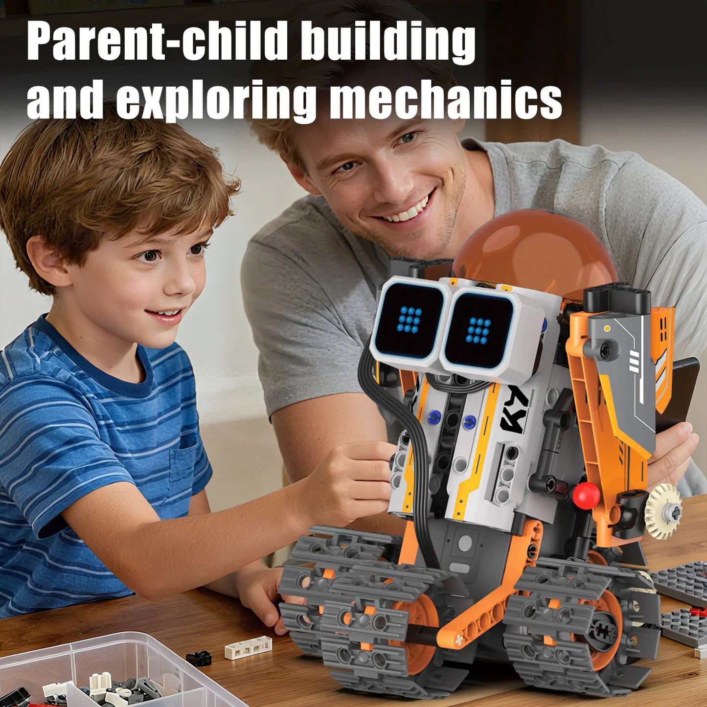 5-in-1 transforming robot model assembly toy, electric robot building blocks toys, educational toy, children's birthday gift.