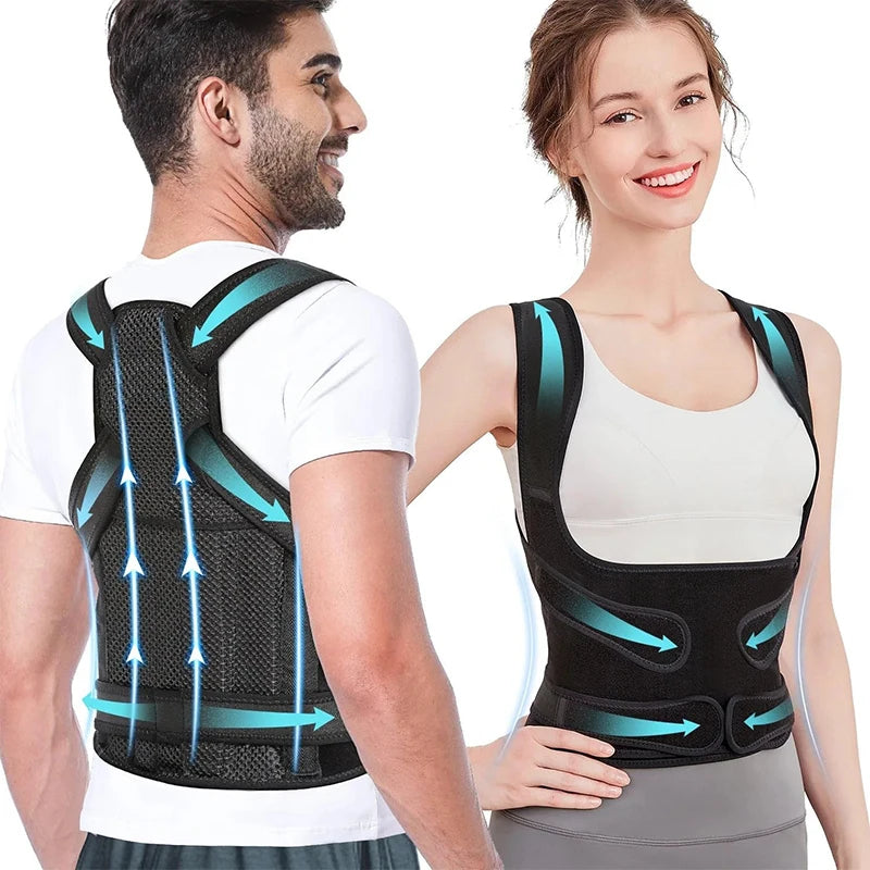 Back brace for men and women, adjustable back and waist support belt, shoulder posture support, improves scoliosis