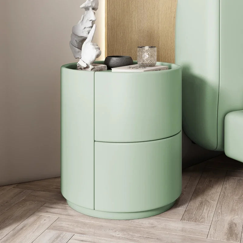Home Living Room Sofa Side Cabinet, Creative Round Solid Wood Bedside Table, New Simple Modern Small Bedroom Storage Cabinet