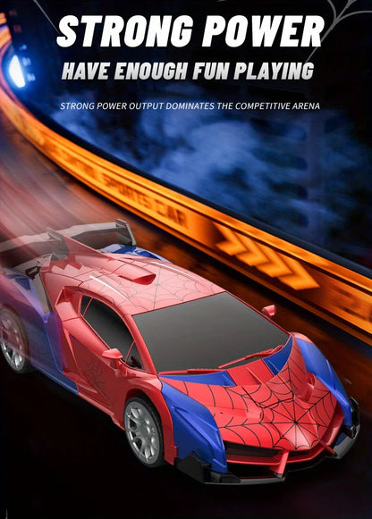 RC Transformer Car Robot Toy 1:18 Scale LED Light 2.4GHz One-Button Transformation 360° Rotating Drift Rechargeable Kids Gift