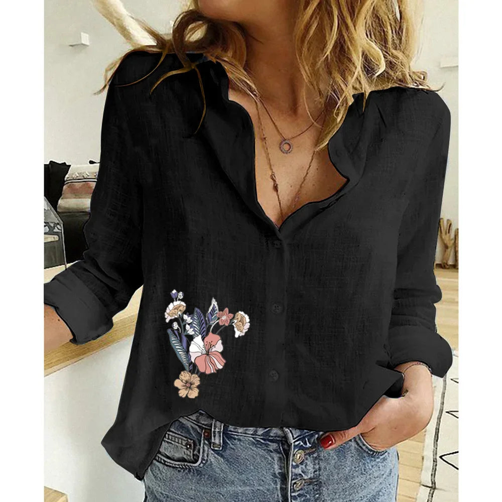 Women Clothing Shirts for Women Tops Tshirts Cotton Linen Casual Fashion Clothes Tees Spring Elegant Streetwear Autumn