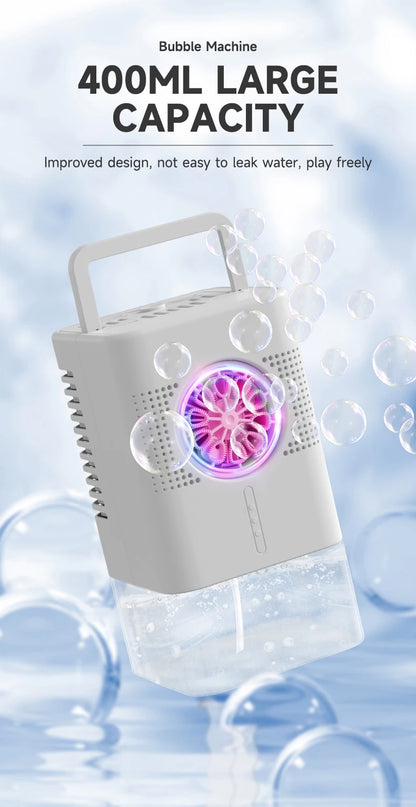 Highly durable, portable bubble generator with a large capacity of 400 ml – perfect for outdoor gatherings.