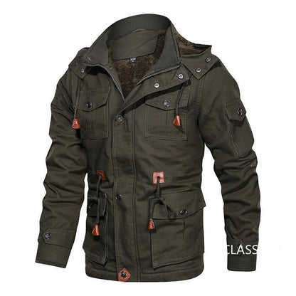 Men Winter Jackets Hooded Casual Down Jackets Military Coats Men Cotton Casual Fleece Long Jackets Male Outwear Tooling Jackets