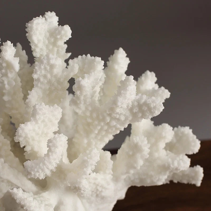Creativity Resin Artificial Coral Handicraft Furnishings White Marble Base Home Decoration Simulation Animal