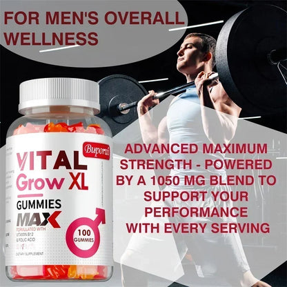Vital Grow XL Male Gummies - Promotes Muscle Growth and Recovery, Enhances Athletic Performance, Endurance, and Relieves Fatigue